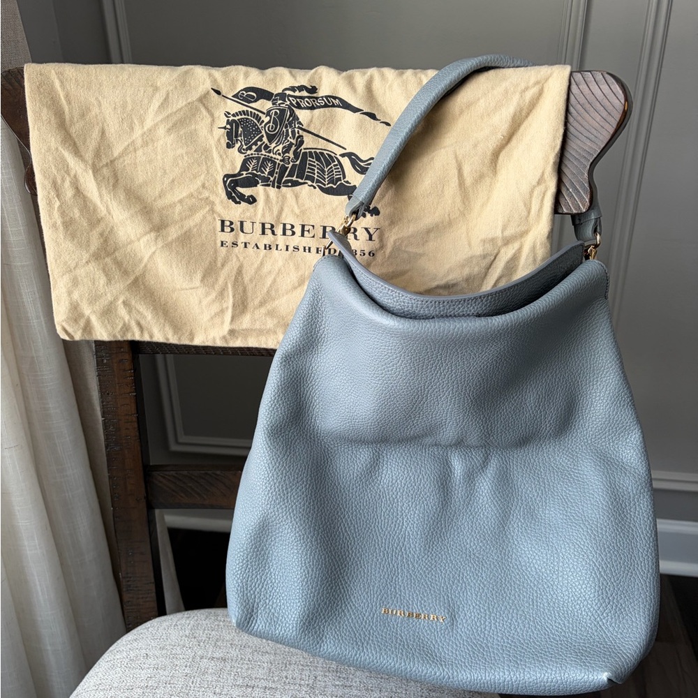 Burberry Gray Leather Hobo Bag